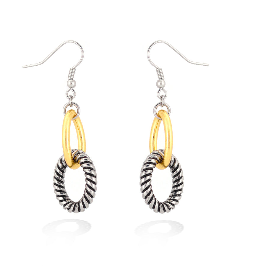 Gold Silver-Tone Metal Rope Earrings