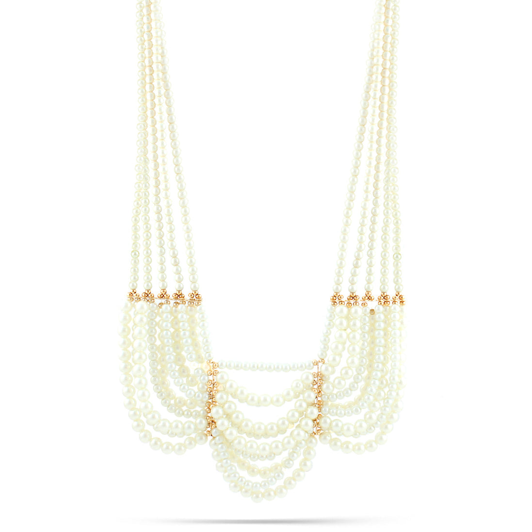 Gold-Tone Metal White Pearl Necklace