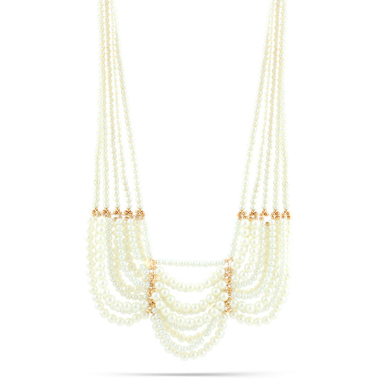 Gold-Tone Metal White Pearl Necklace