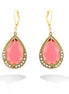 Gold-Tone Metal White Crystal Red Glass Eaerring