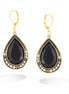 Gold-Tone Metal White Crystal Black Glass Eaerring