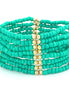 Turquoise And Gold Beaded Stretch Bracelet