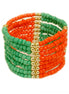 Coral and turquoise beaded stretch bracelet