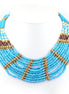 Gold-Tone Turquoise Bead Bib Necklace