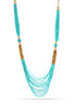 Taza-Gold-Tone Metal Turquoise And Gold Seed Bead Necklace