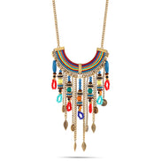 Tazza-Gold-Tone Metal Multicolor Tassel Necklace
