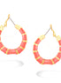 Gold-Tone Enamel Coral Bamboo Earrings