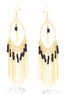 Gold-Tone Black Beads Tassel Earrings