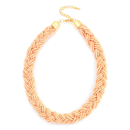 Gold-Tone Peach Bead Neckace