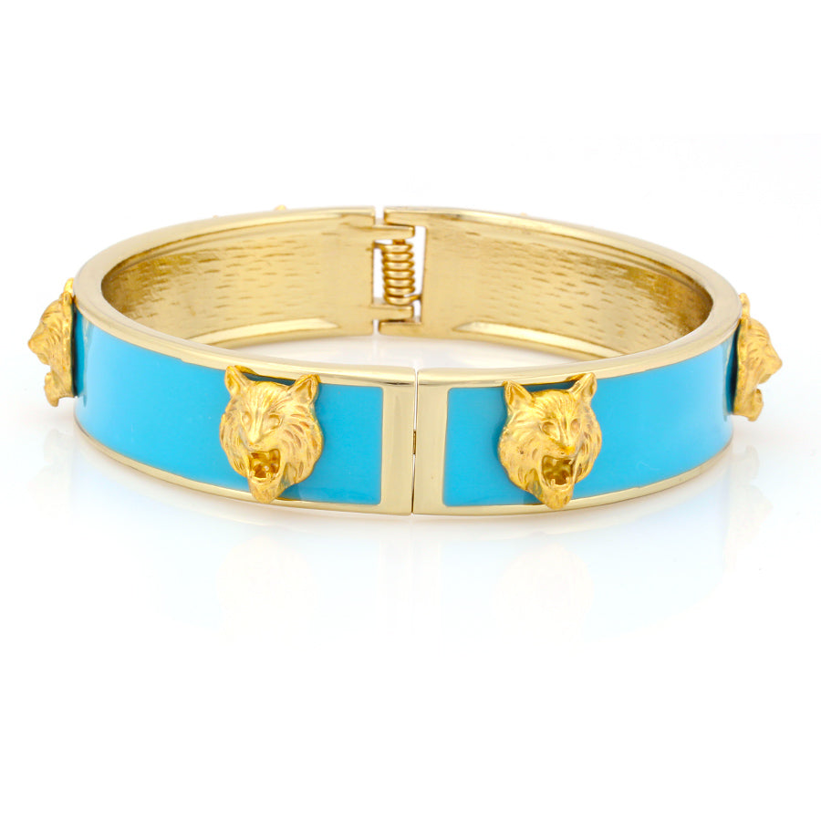 Gold-Tone Wolf Mint Hinged Bracelets