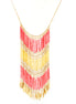 Gold-Tone Metal Coral Seed Bead Leaf Design Metal Hanging Necklace