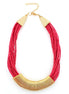 Gold-Tone Fucshia Bead Necklace