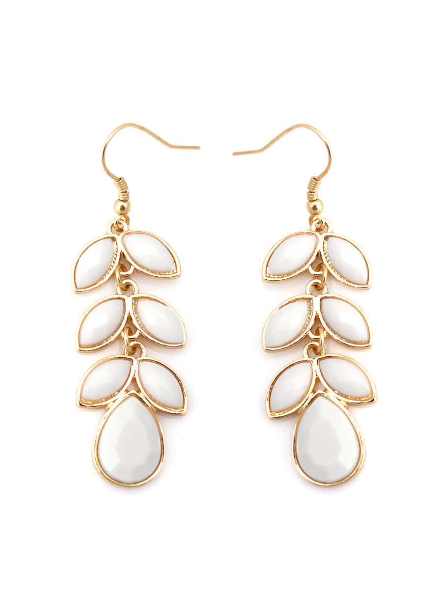 Gold Light Ivory Flower Earrings