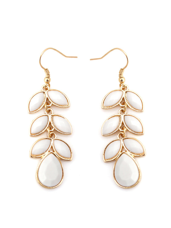 Gold Light Ivory Flower Earrings
