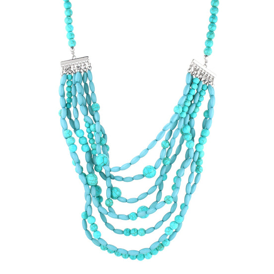 Silver-Tone Turquoise Bead Necklace