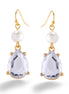 Tone Metal White Pearl And Crystal Necklace