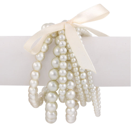 Cream Pearl Stretch Bracelets
