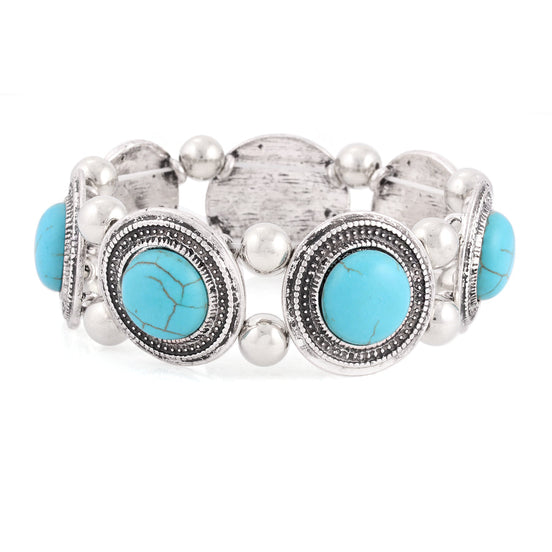 Rhodium-Tone Turquoise Bracelets