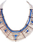 White and blue beaded indian bib necklace
