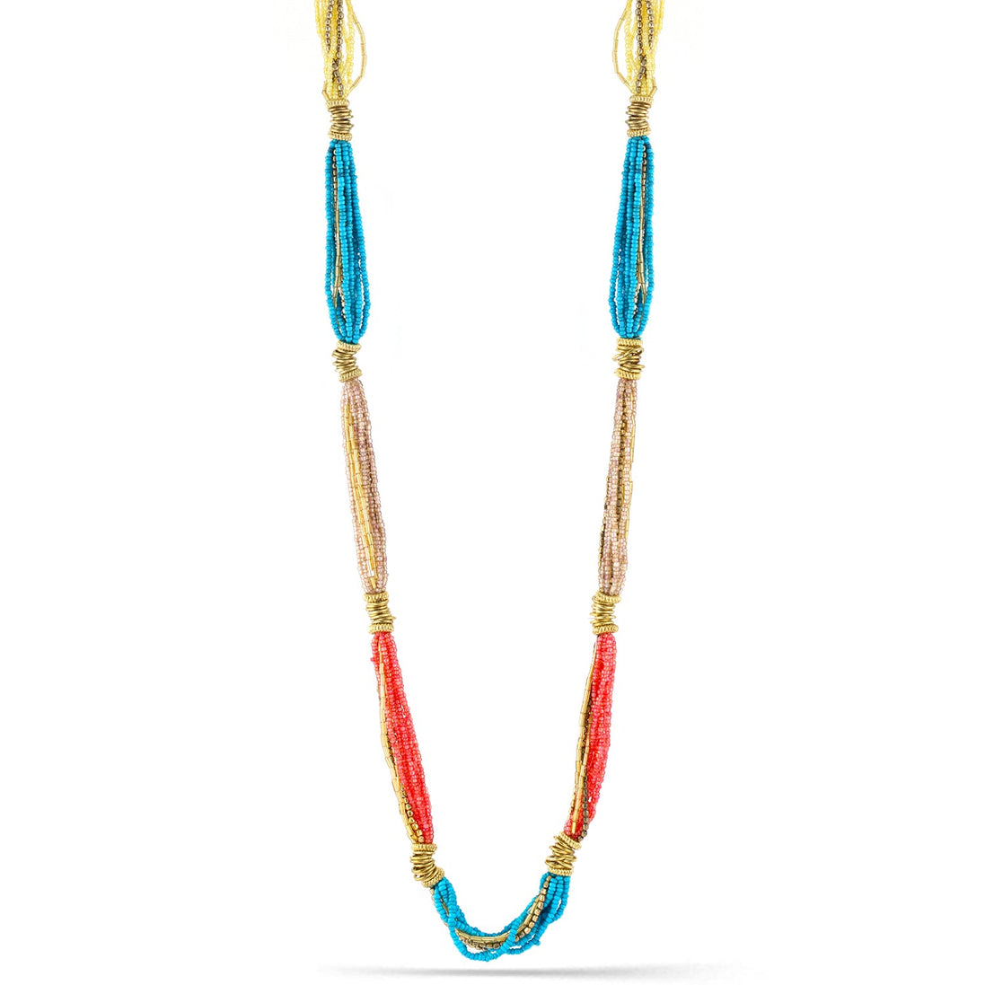 Gold-Tone Metal Multi Layered Seed Bead Necklaces