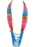 Pink and blue beaded long indian necklace