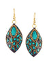 Turquoise Color  Marquise Shape Gold Earring