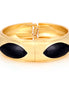 Gold Metal Black Enamel Hinged Bracelet