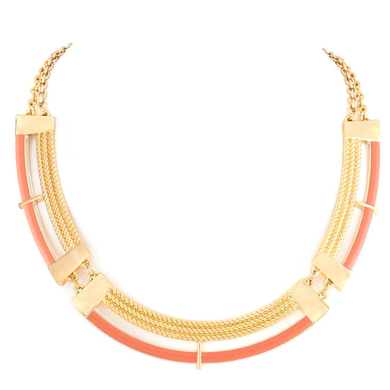 Orange Resin Gold Bib Necklace