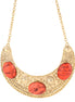 Coral And Gold Bib Necklace