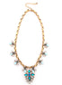 Gold-Tone White And Blue Crystal Necklace