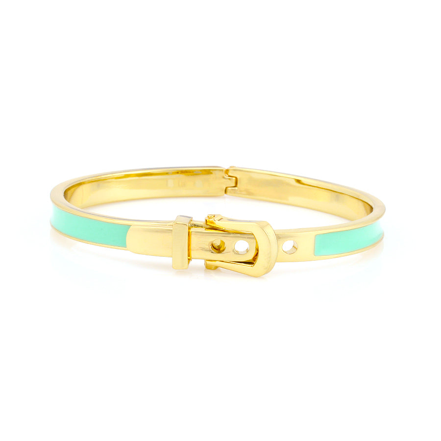 Gold-Tone Metal Buckle Mint Hinged Bracelets