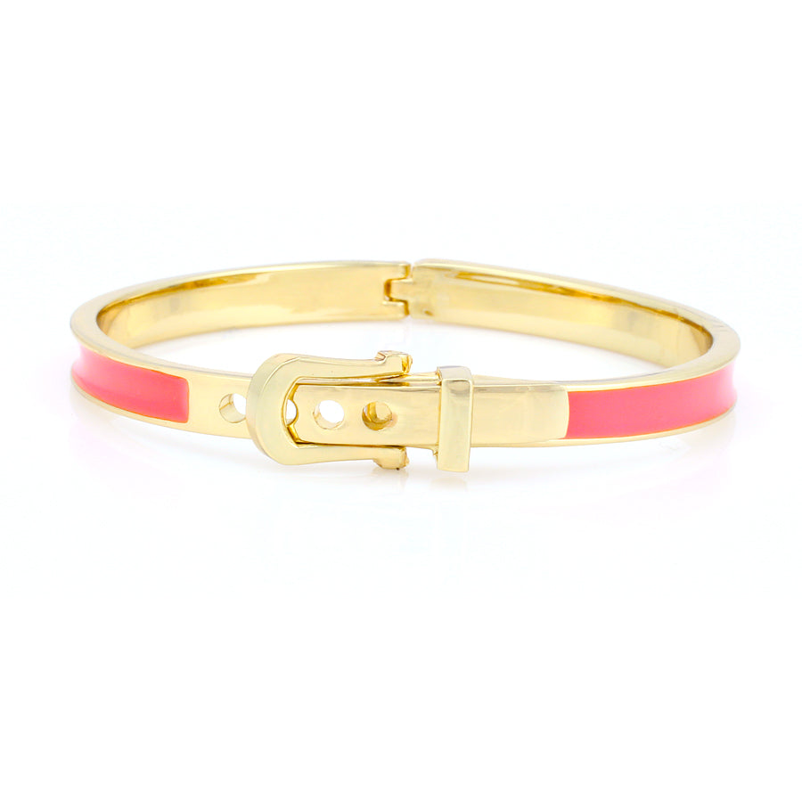 Gold-Tone Metal Buckle Pink Hinged Bracelets