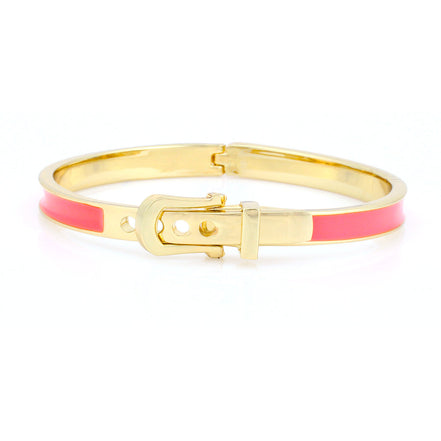 Gold-Tone Metal Buckle Pink Hinged Bracelets