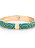 Turquoise And Green Enamel Hinged Gold Bracelet