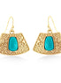 Gold-Tone Metal Turquoise Earrings