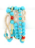 Five Row Turquoise Coral And Crystal Gold Infinity Bracelet