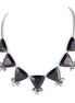 Silver Plated Oxide Black Color Glass With Hematite Necklace