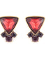 Gold Plated Oxide Red Color Glass With Amethyst Crystal Earring