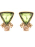 Gold Plated Oxide Olive Color Glass With Champagne Crystal Earring