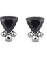 Silver Plated Oxide Black Color Glass With Hematite Earring