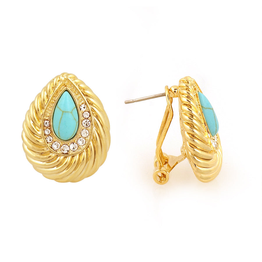 Turquoise Gold Cable Earring