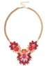 Gold Tone Metal Multi-Stones Red Crystal Necklace
