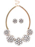Gold Tone Metal Pearl With Bead White Crystal Necklace And Earring Set