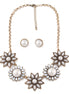 Gold-Tone Metal Grey Pearl And White Crtstal Necklace And Earrings Set