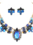 Black Onyx And Blue Stone With Multicolor Crystal Necklace Earring Set