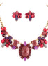 Red And Purple Ctone With Multicolor Crystal Necklace Earring Set