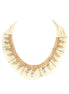 White Gold Orange And Pink Beaded Indian Bib Necklace