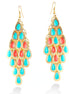 Gold Plated Turquoise And Coral Epoxy Drop Earring