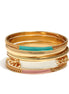 Gold Cream Pink And Turquoise Epoxy 5 Pcs Bangle Set