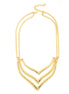 Gold-Tone There Row Metal Necklace 